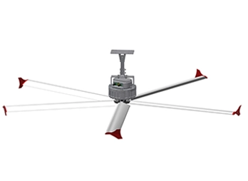 High Volume Low Speed (HVLS) fans designed to improve air circulation in large spaces like warehouses and gyms.